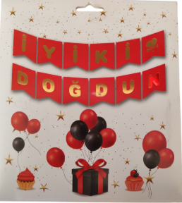 İyi Ki Doğdun Kırmızı Gold Banner